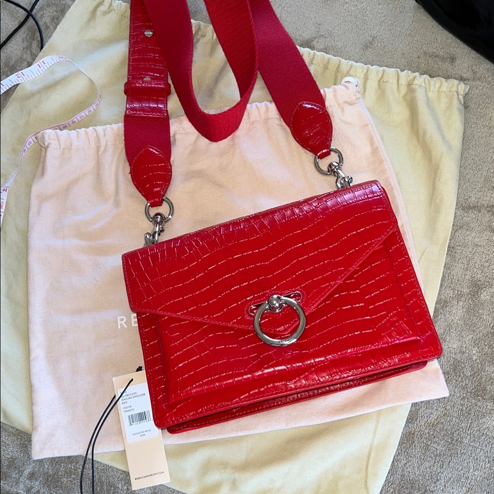 Vintage Assessable Luxury Rebecca Minkoff NWTs Structured Red Leather Bag